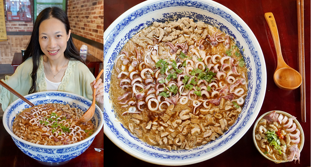 台中大雅小吃| 麵香大腸麵線，超狂 浮誇系美食推薦，大胃王挑戰邪惡三寶大碗公麵線