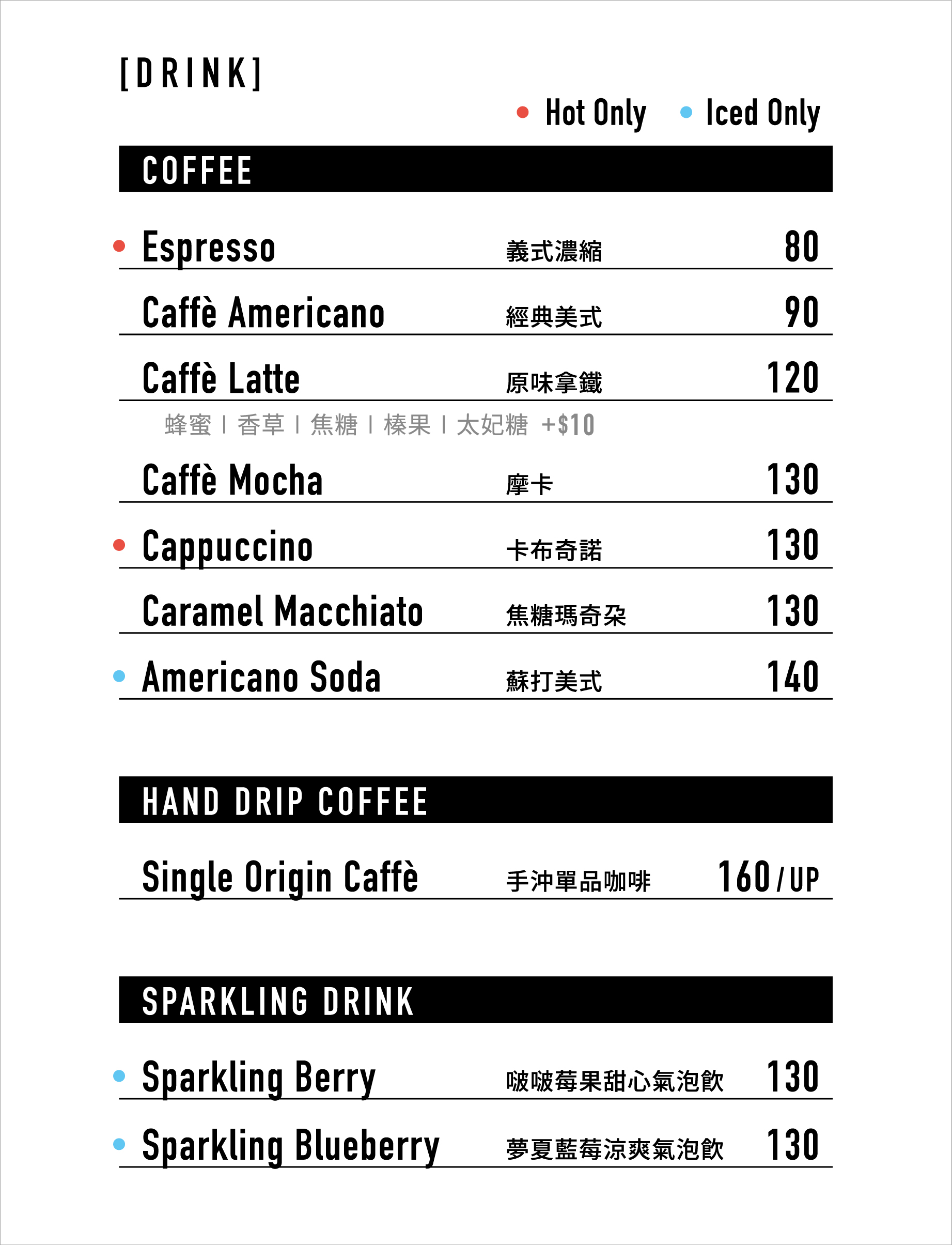 Zeller Coffee Japancart 菜單menu
