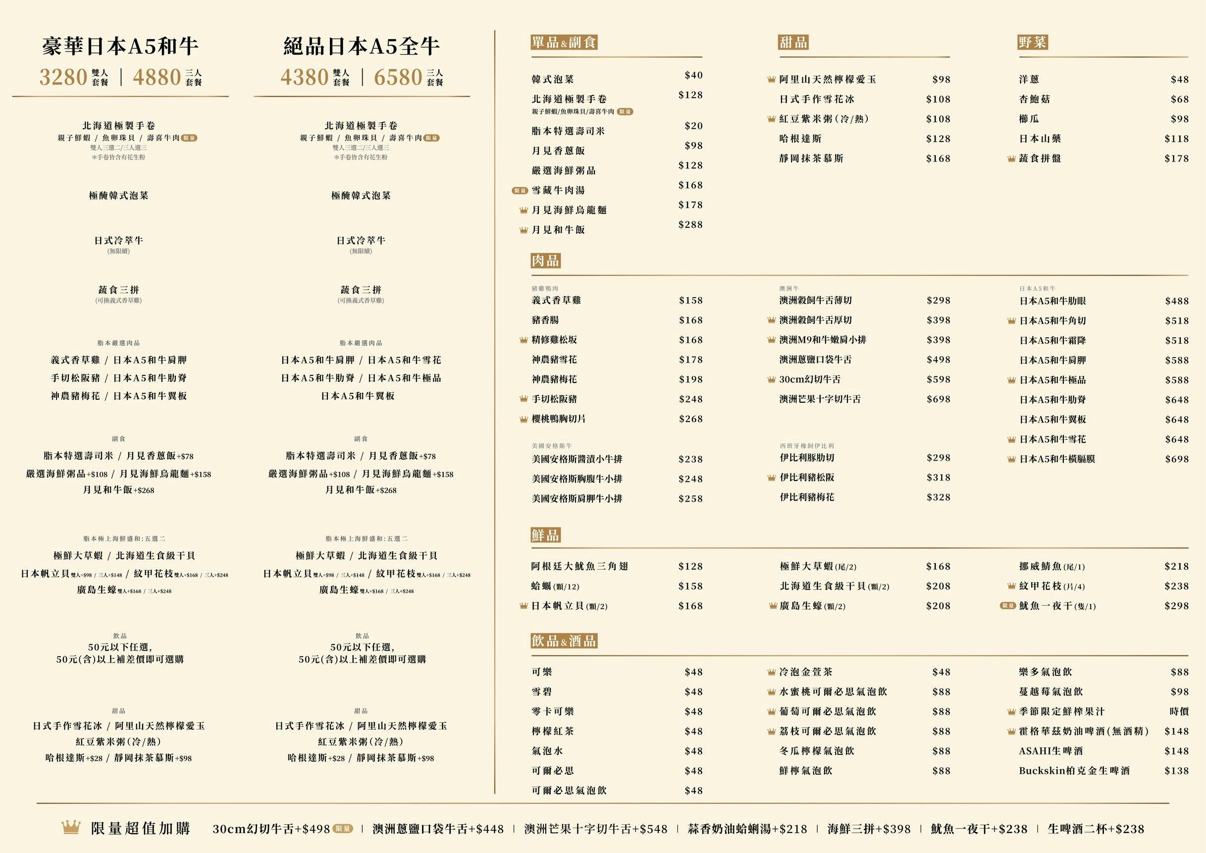 脂本燒肉台中北屯菜單2