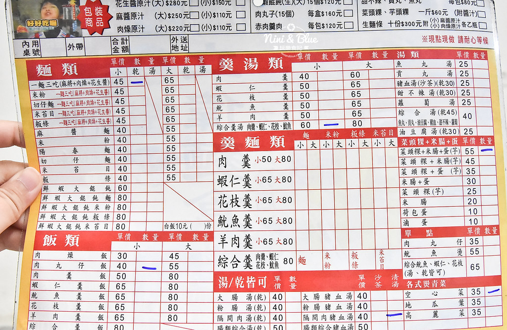 立偉麵食 菜單 太原路 第二市場01
