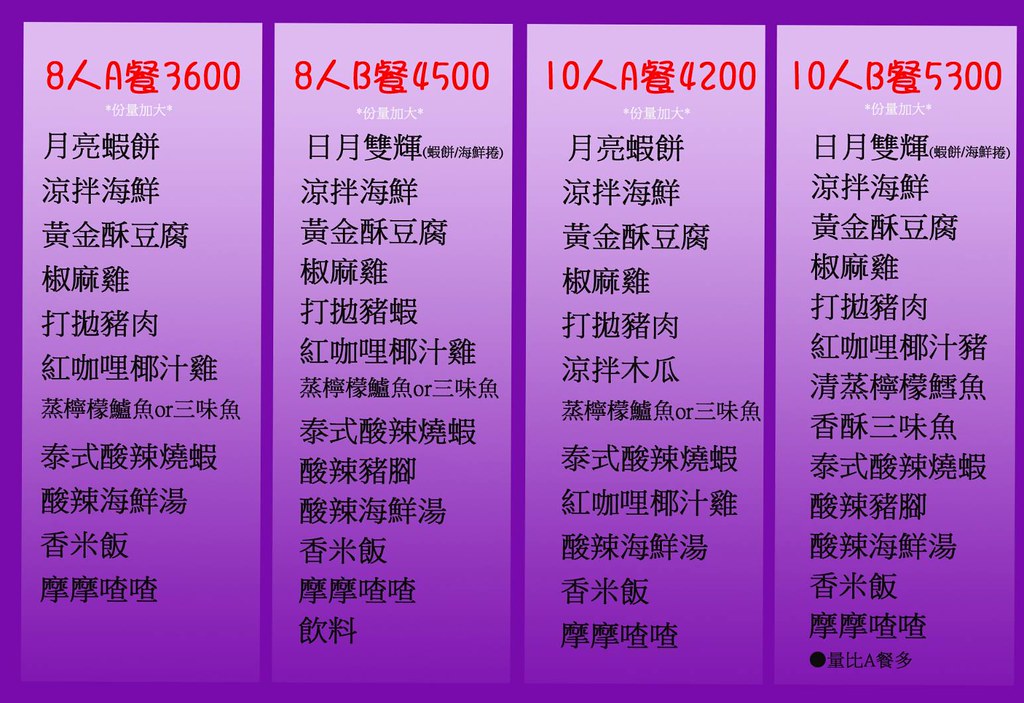 曼谷皇朝合菜套餐menu菜單03