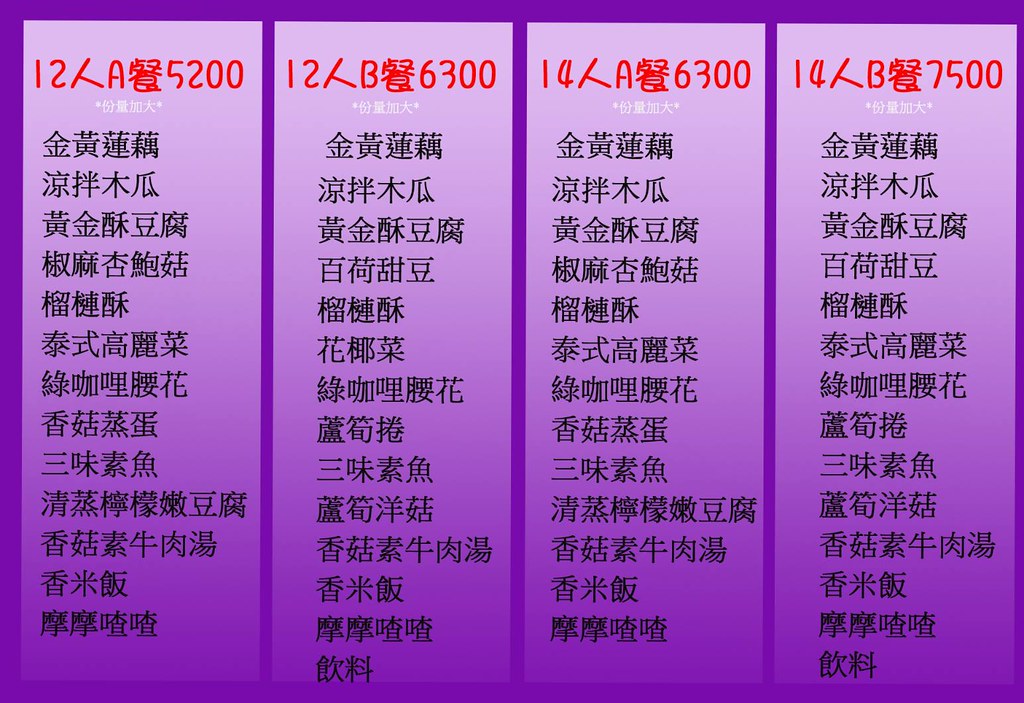 曼谷皇朝 素食泰式料理合菜套餐menu菜單04