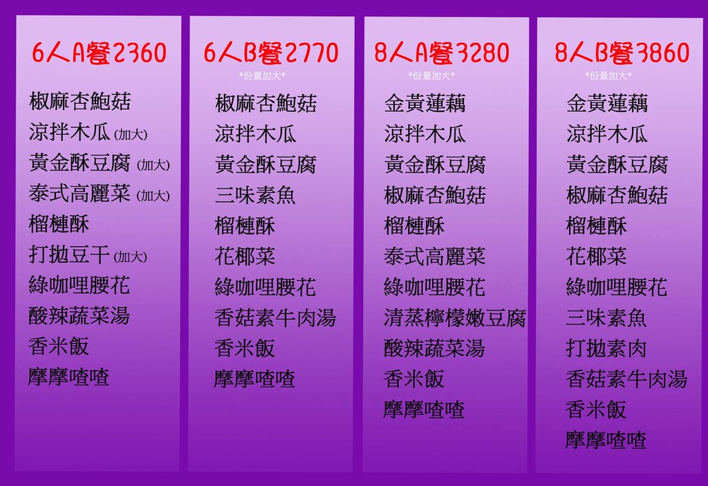 曼谷皇朝 素食泰式料理合菜套餐menu菜單02