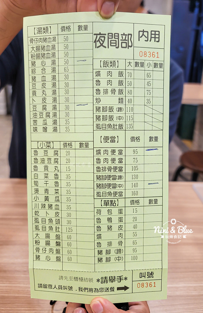 夜間部爌肉飯 菜單 米其林必比登台中01